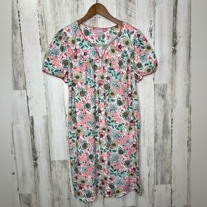 Secret Treasures Women's Floral Flamingo Night Gown White Pink Size Large 12-14